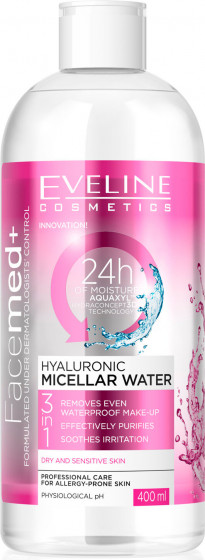 Eveline Facemed+ Hyaluronic Micellar Water 3in1 - Гіалуронова міцелярна вода 3в1