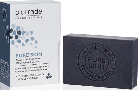 Biotrade Pure Skin Black Detox Soap Bar - Мило-детокс проти чорних крапок та розширених пір для обличчя та тіла