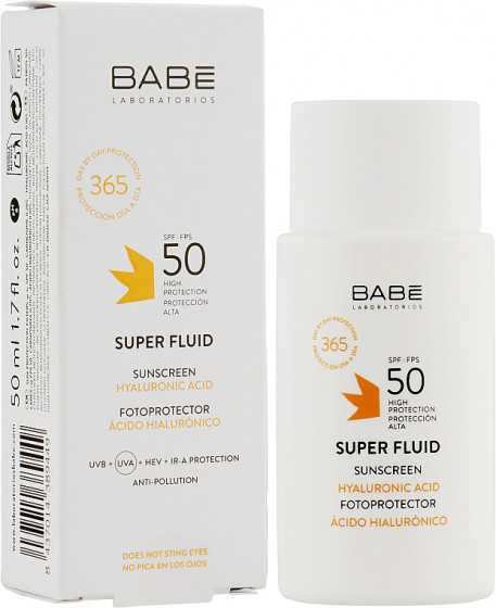 Babe Laboratorios Sun Protection Super Fluid SPF 50 - Сонцезахисний супер флюїд SPF 50 для всіх типів шкіри - 1