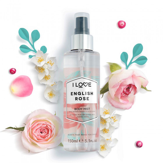 I Love English Rose Body Mist - Освіжаючий спрей для тіла "Англійська троянда" - 1