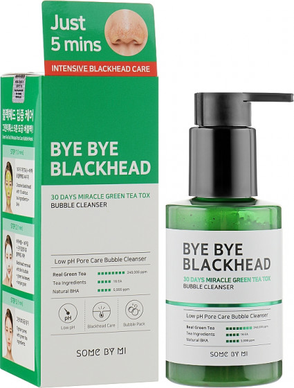 Some By Mi Blackhead 30Days Miracle Green Tea Tox Bubble Cleanser - Маска-пінка від чорних крапок - 1