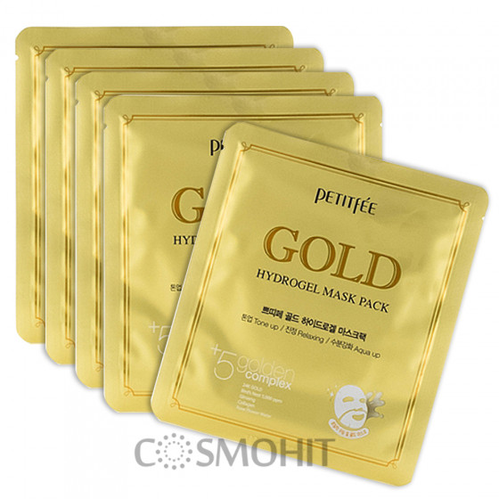 Petitfee & Koelf Gold Hydrogel Mask Pack - Гідрогелева маска для обличчя з золотим комплексом +5 - 1