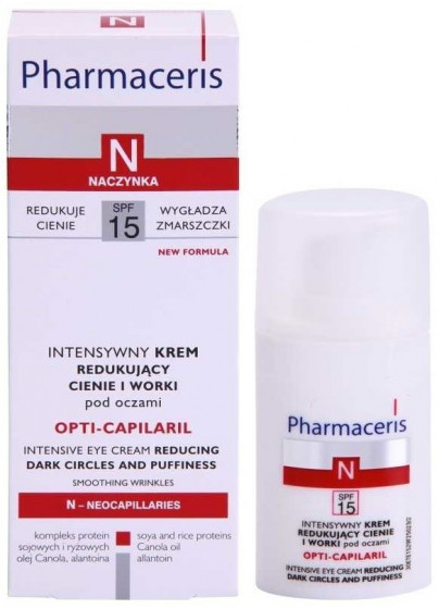 Pharmaceris N Opti-Capilaril Intensive Eye Cream Reducing Dark Circles and Puffiness SPF15 - Інтенсивний крем зменшуючий набряки і кола під очима - 1