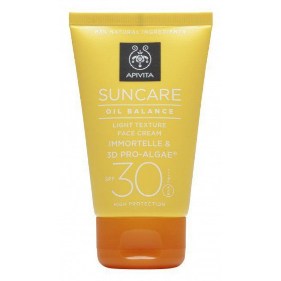 Apivita suncare oil balance light texture face cream SPF30 - Сонцезахисний крем для обличчя легкої текстури регулює секрецію сальних залоз