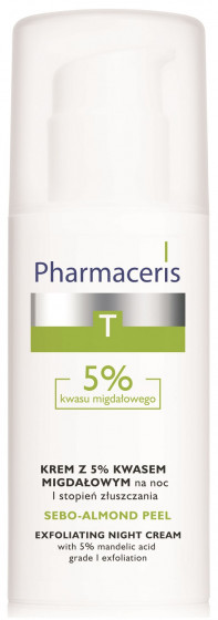 Pharmaceris T Sebo-Almond-Peel Exfoliting Night Cream - Нічний крем-пілінг з 5% мигдальною кислотою