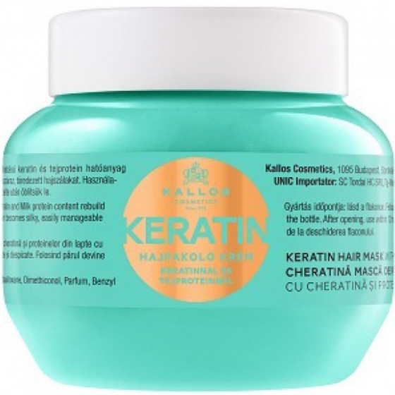 Kallos Keratin Hair Mask with Keratin and Milk Protein For Dry, Damaged And Chemically Treated Hair - Маска для волосся з кератином