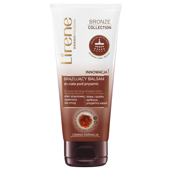 Lirene Bronze Sunless Tanning Shower Lotion Dark Skin - Бальзам для душу з автозасмагою для темної шкіри