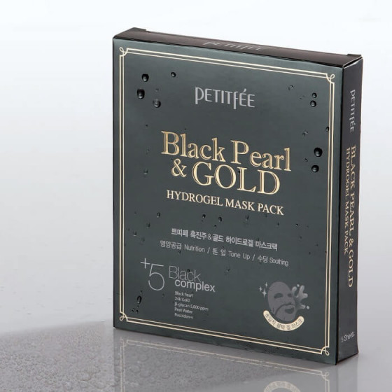 Petitfee & Koelf Black Pearl & Gold Hydrogel Mask Pack - Гідрогелева маска з золотом і чорними перлинами - 3