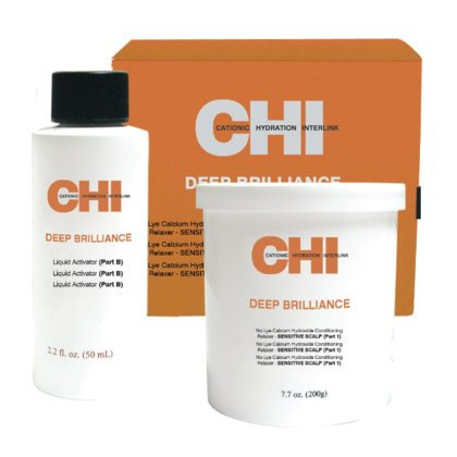 Chi Deep Brilliance Sensitive Scalp No Lye Calcium Hydroxide Conditioning Relaxer - Набір для випрямлення структурованого волоса для чутливої ​​шкіри голови