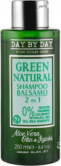 Alan Jey Green Natural Shampoo-Balsam - Шампунь-бальзам 2 в 1 з маслом жожоба та алое вера для всіх типів волосся