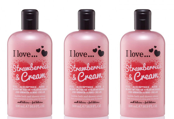 I Love Strawberries & Cream Bath & Shower Creme - Крем для ванни і душу "Полуниця з вершками" - 2