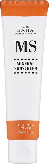 Cos De BAHA MS Mineral Sunscreen SPF50+ - Зволожуючий сонцезахисний крем для обличчя з мінералами