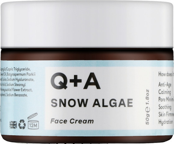 Q+A Snow Algae Intensive Face Cream - Зволожуючий крем для обличчя зі сніговими водоростями