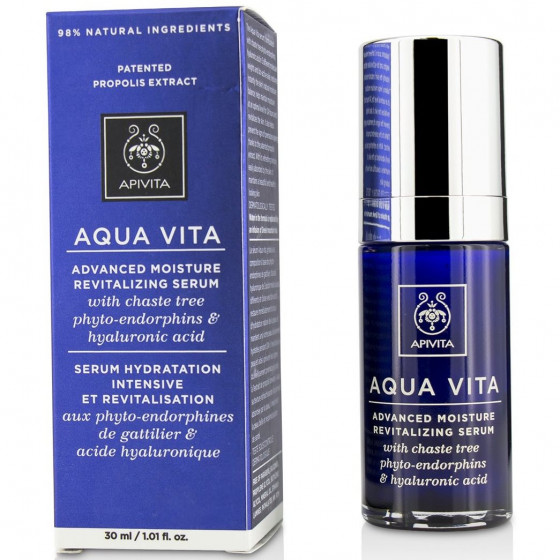 Apivita Aqua Vita Intense Moisturizing and Revitalizing Serum - Інтенсивно зволожуюча сироватка з фітоендорфінамі Авраамового дерева і гіалуроновою кислотою - 1