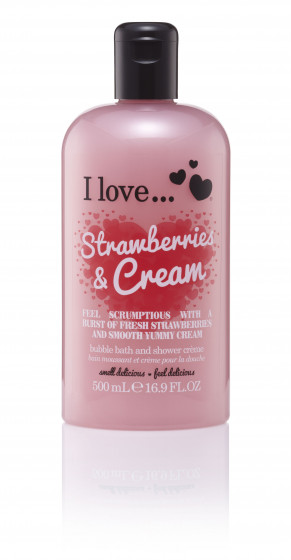 I Love Strawberries & Cream Bath & Shower Creme - Крем для ванни і душу "Полуниця з вершками"