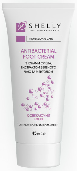 Shelly Antibacterial Foot Cream with Silver Ions, Green Tea Extract and Menthol - Антибактеріальний крем для ніг з іонами срібла, екстрактом зеленого чаю та ментолом