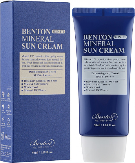 Benton Skin Fit Mineral Sun Cream SPF50/PA++++ - Сонцезахисний крем на мінеральній основі - 1