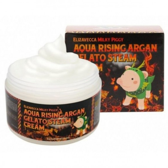 Elizavecca Milky Piggy Aqua Rising Argan Gelato Steam Cream - Паровий зволожуючий крем для обличчя з аргановою олією - 3