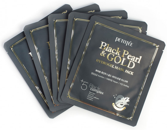 Petitfee & Koelf Black Pearl & Gold Hydrogel Mask Pack - Гідрогелева маска з золотом і чорними перлинами