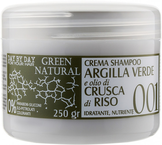 Alan Jey Green Natural Cream-Shampoo - Крем-шампунь із зеленою глиною та олією з рисових висівок