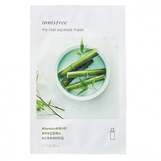 Innisfree My Real Squeeze Mask Bamboo - Тканинна маска з екстрактом бамбука