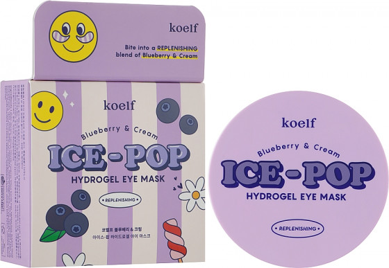 Petitfee & Koelf Blueberry & Cream Ice-Pop Hydrogel Eye Mask - Гідрогелеві патчі для очей з голубкою та вершками - 1