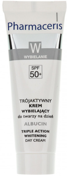 Pharmaceris W Albucin Triple Action Whitening Day Cream SPF50+ - Денний крем з освітлюючим комплексом потрійної дії