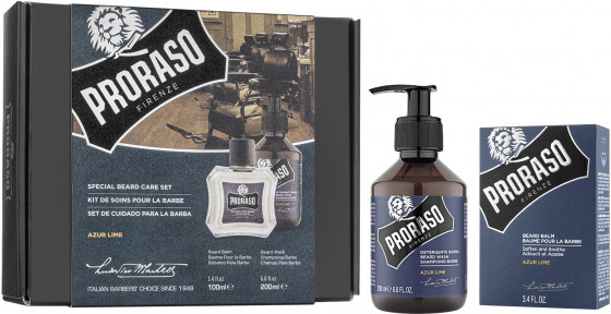 Proraso Azur Lime Beard Care Set - Подарунковий набір для догляду за бородою