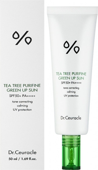 Dr.Ceuracle Tea Tree Purifine Green Up Sun SPF 50+ PA++++ - Сонцезахисний крем для нейтралізації почервоніння з екстрактом чайного дерева - 1