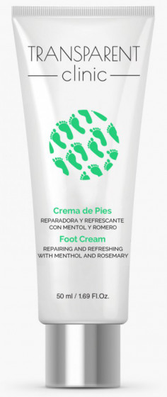 Transparent Clinic Foot Cream - Відновлюючий крем для ніг з ментолом і розмарином