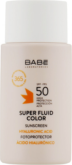 Babe Laboratorios Sun Protection Super Fluid Color SPF 50 - Сонцезахисний суперфлюїд ВВ з тонуючим ефектом та SPF 50, для всіх типів шкіри