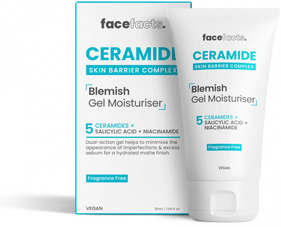 Face Facts Ceramide Skin Barrier Complex Blemish Gel Moisturiser - Зволожуючий гель з керамідами для запаленої шкіри обличчя