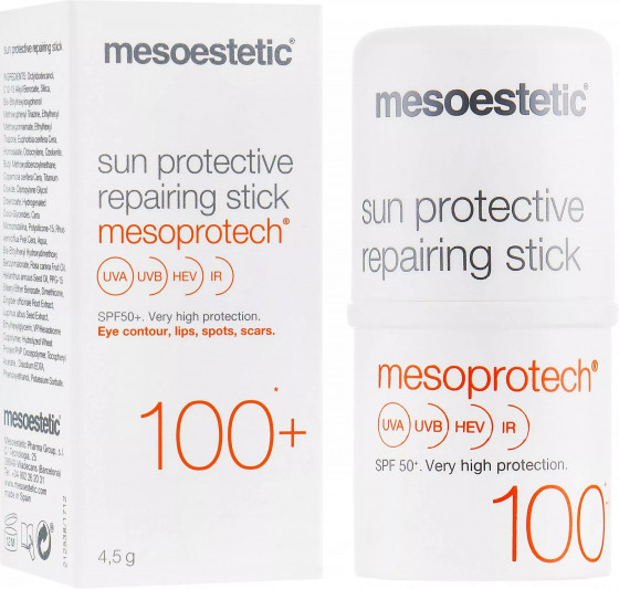 Mesoestetic Sun Protective Repairing Stick SPF100+ - Відновлюючий локальний сонцезахисний стік для чутливих зон