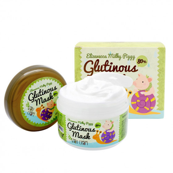 Elizavecca Milky Piggy Glutinous 80% Mask Snail Cream - Крем-маска відновлює з муцином равлики - 2