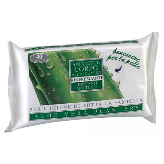 Planter's Aloe Vera Body Wipes With Aloe Vera - Серветки для тіла зволожуючі і пом'якшуючі 40 шт