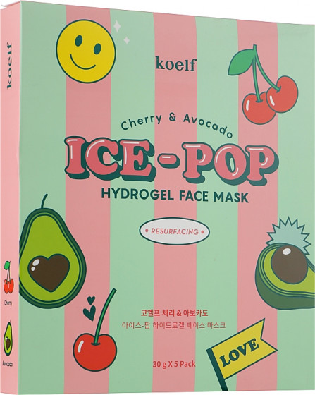 Petitfee & Koelf Cherry & Avocado Ice-Pop Hydrogel Face Mask - Гідрогелева маска для обличчя з вишнею та авокадо - 1