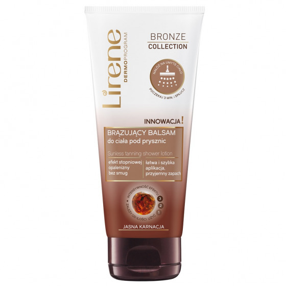 Lirene Bronze Sunless Tanning Shower Lotion Light Skin - Бальзам для душу з автозасмагою для світлої шкіри