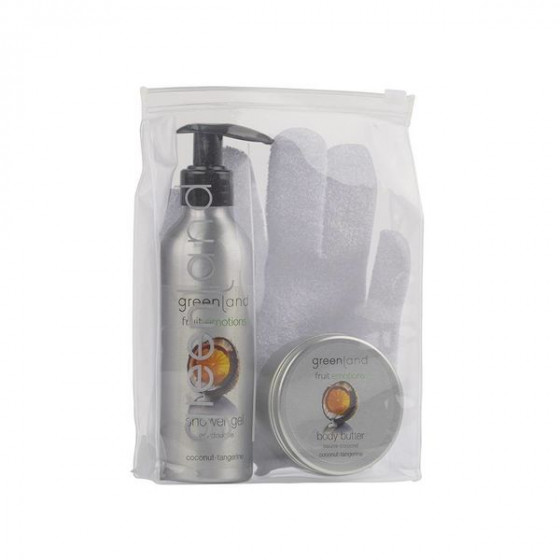 Greenland Giftset Scrub Glove Coconut-Tangerine - Набір для тіла з масажною рукавицею Кокос-Мандарин