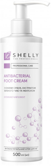 Shelly Antibacterial Foot Cream with Silver Ions, Green Tea Extract and Menthol - Антибактеріальний крем для ніг з іонами срібла, екстрактом зеленого чаю та ментолом