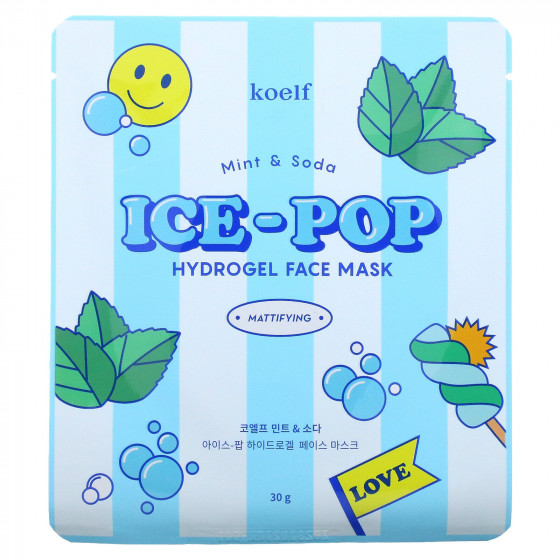 Petitfee & Koelf Mint & Soda Ice-Pop Hydrogel Face Mask - Гідрогелева маска для обличчя з м'ятою та содою