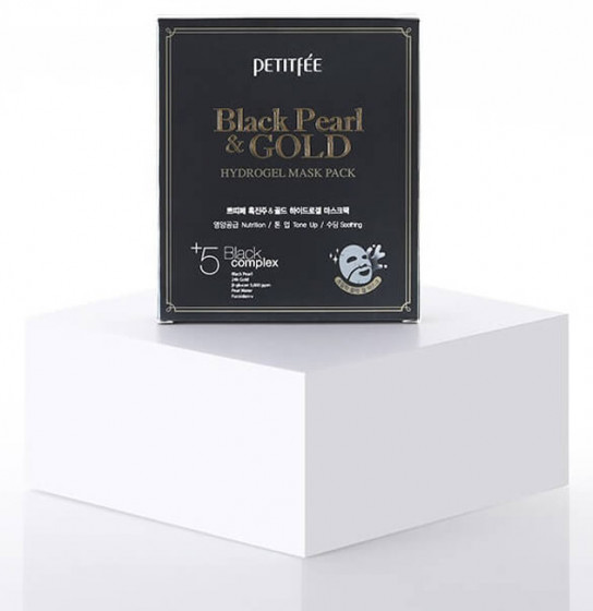 Petitfee & Koelf Black Pearl & Gold Hydrogel Mask Pack - Гідрогелева маска з золотом і чорними перлинами - 2