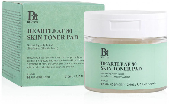 Benton Heartleaf Skin Toner Pad - Двосторонні пілінг-педи з екстрактом хауттюйнії - 1