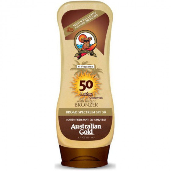 Australian Gold Lotion Sunscreen with Instant Bronzer SPF 50 - Крем сонцезахисний з кавовими бронзаторами SPF 50