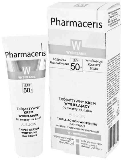 Pharmaceris W Albucin Triple Action Whitening Day Cream SPF50+ - Денний крем з освітлюючим комплексом потрійної дії - 1