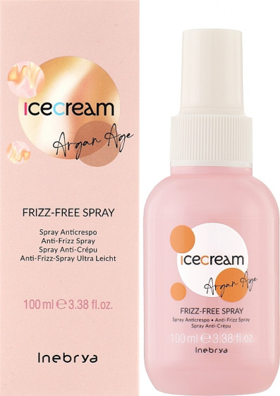 Inebrya Ice Cream Argan Age Frizz-Free Spray - Ультралегкий розгладжуючий спрей для всіх типів волосся - 1