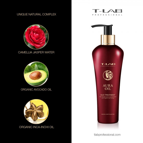 T-LAB Professional Aura Oil Duo Treatment Conditioner - Відновлюючий кондиціонер для сухого та пошкодженого волосся - 2