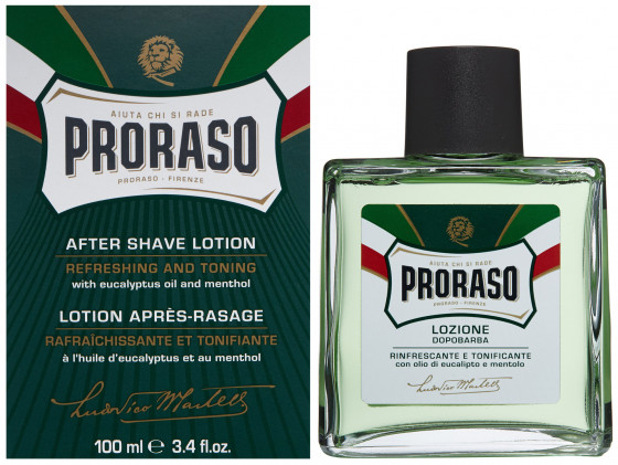 Proraso Green After Shave Lotion - Освіжаючий і тонізуючий лосьйон після гоління - 1