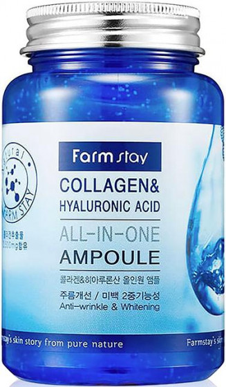 FarmStay Collagen & Hyaluronic Acid All-In-One Ampoule - Ампульна сироватка для обличчя з колагеном та гіалуроновою кислотою