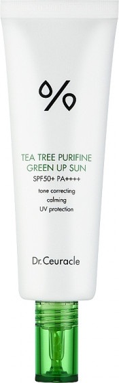 Dr.Ceuracle Tea Tree Purifine Green Up Sun SPF 50+ PA++++ - Сонцезахисний крем для нейтралізації почервоніння з екстрактом чайного дерева