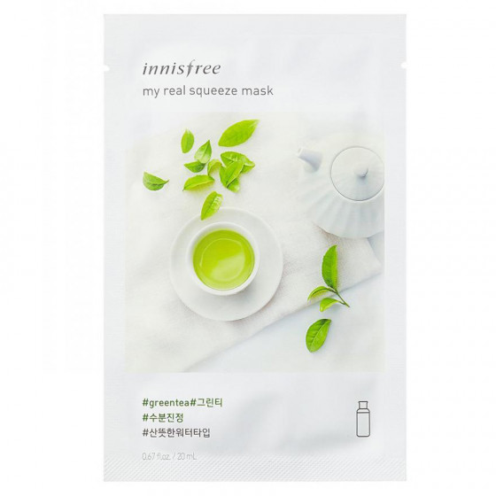 Innisfree My Real Squeeze Mask Green Tea - Тканинна маска з екстрактом зеленого чаю